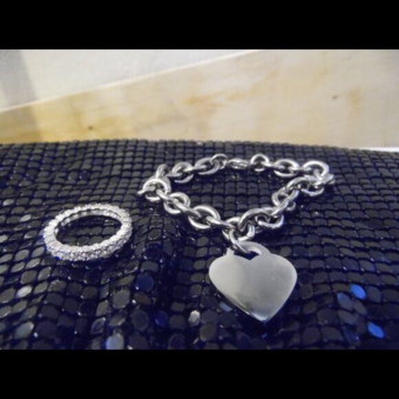 Radiance by Absolute Simulated Diamond Eternity Band & Chain-like Heart Bracelet - Picture 1 of 5
